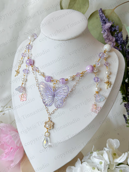 Purple Butterfly Fairycore Necklace