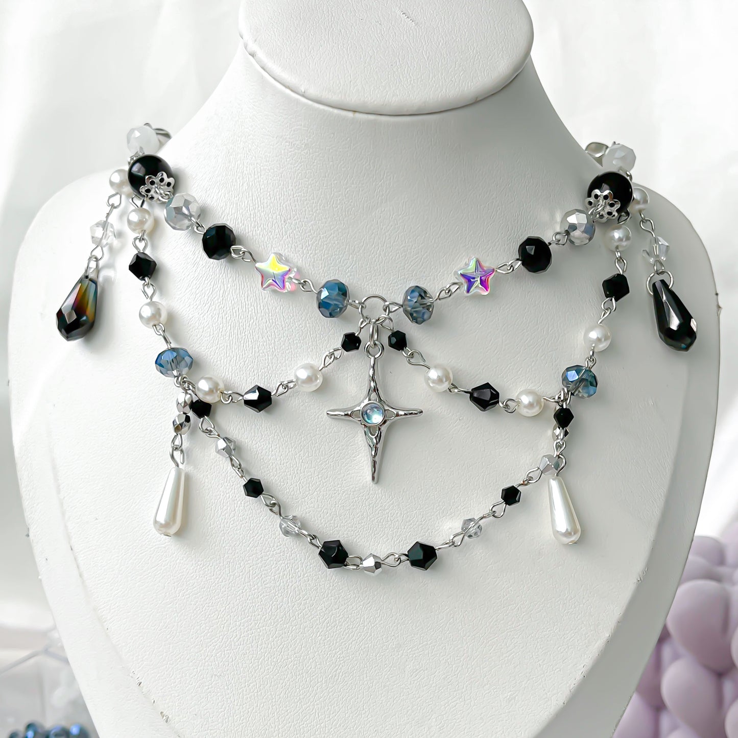 Y2K Black Silver Twinkle Necklace