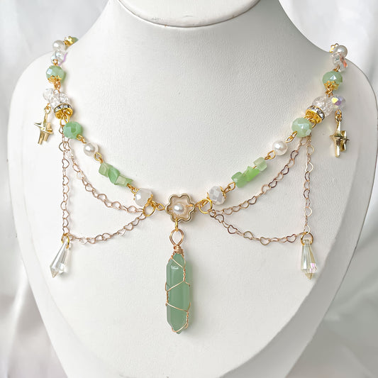 Green Phantom Crystal Necklace