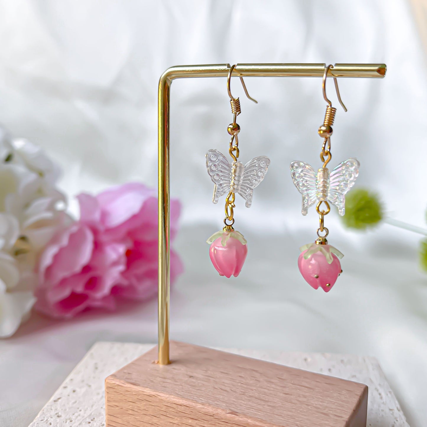 Pink Berry Butterfly Earring