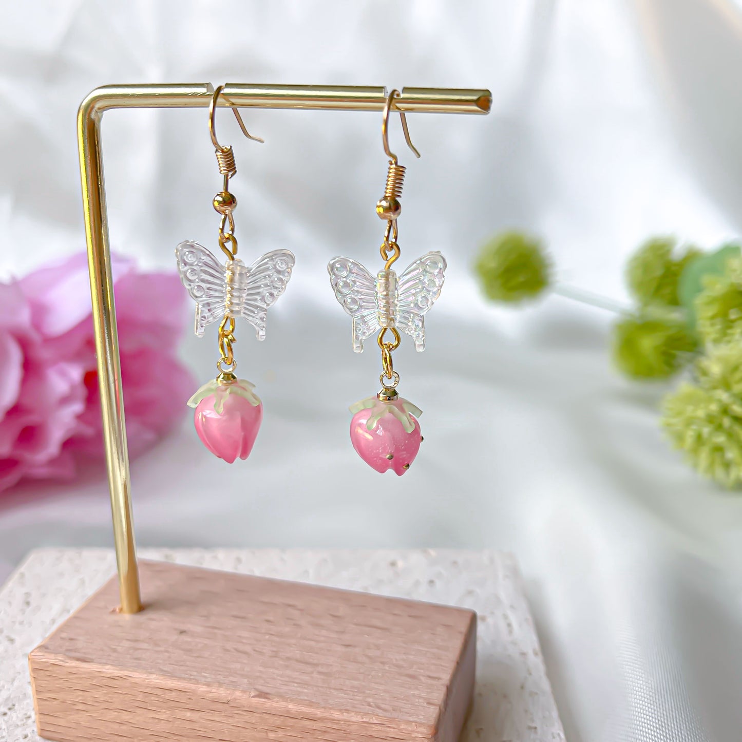 Pink Berry Butterfly Earring