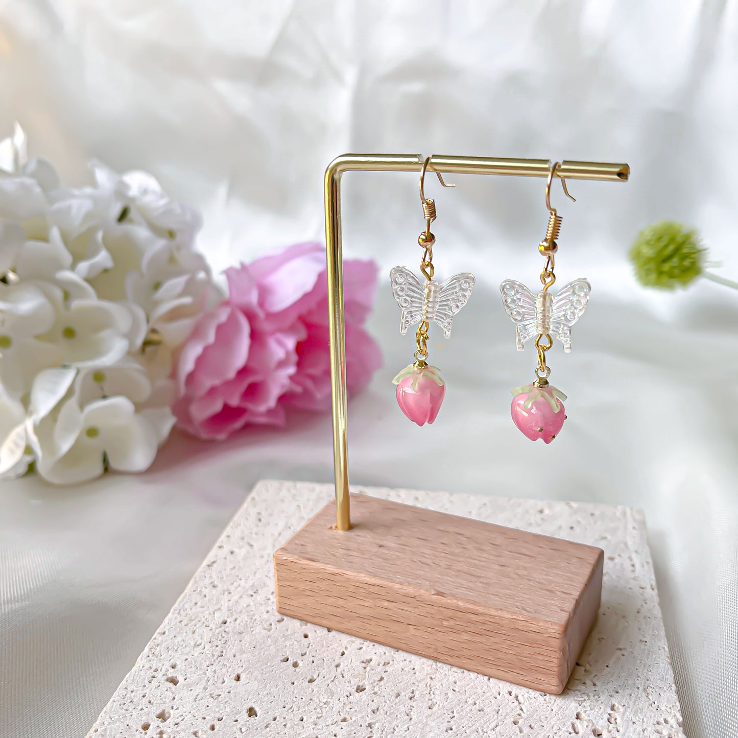 Pink Berry Butterfly Earring