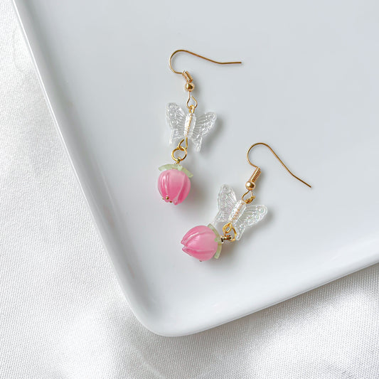 Pink Berry Butterfly Earring