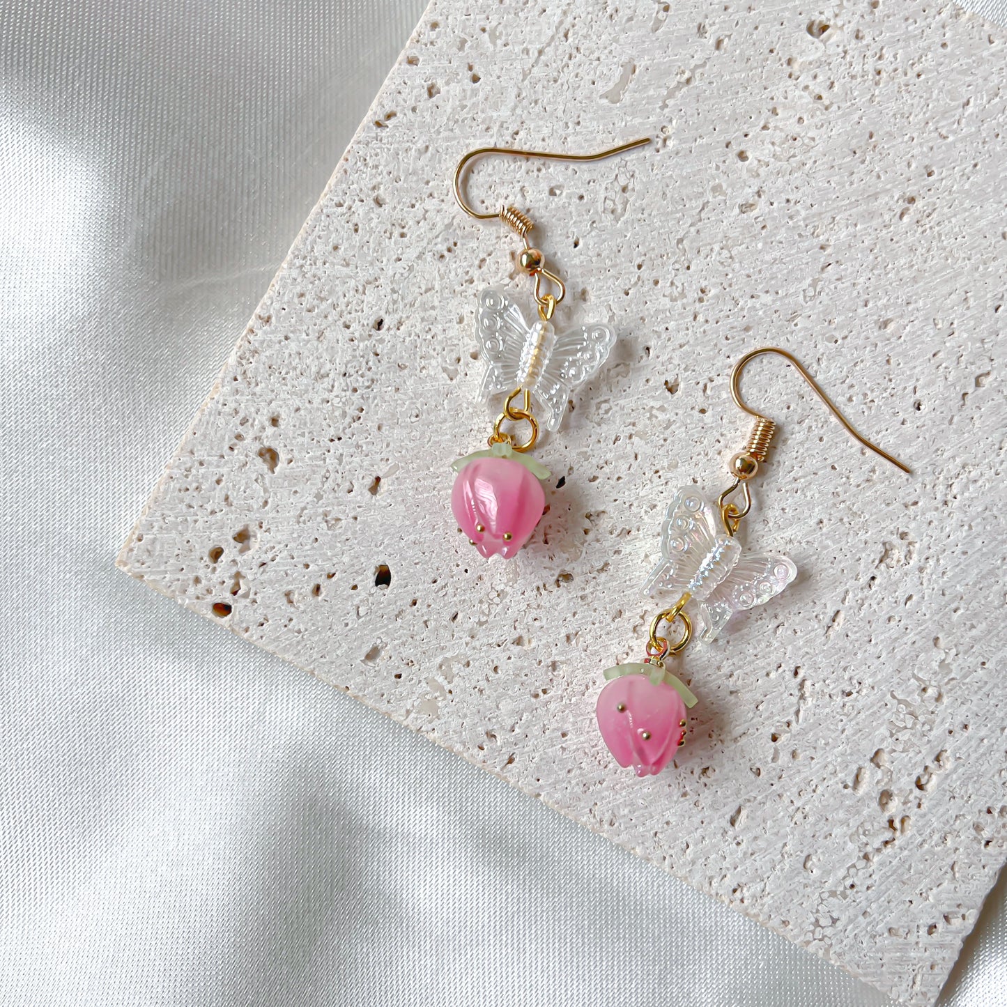 Pink Berry Butterfly Earring