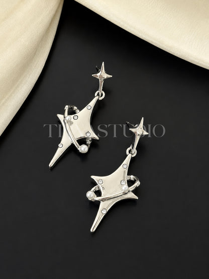 Y2K Celestial Silver Earrings Set
