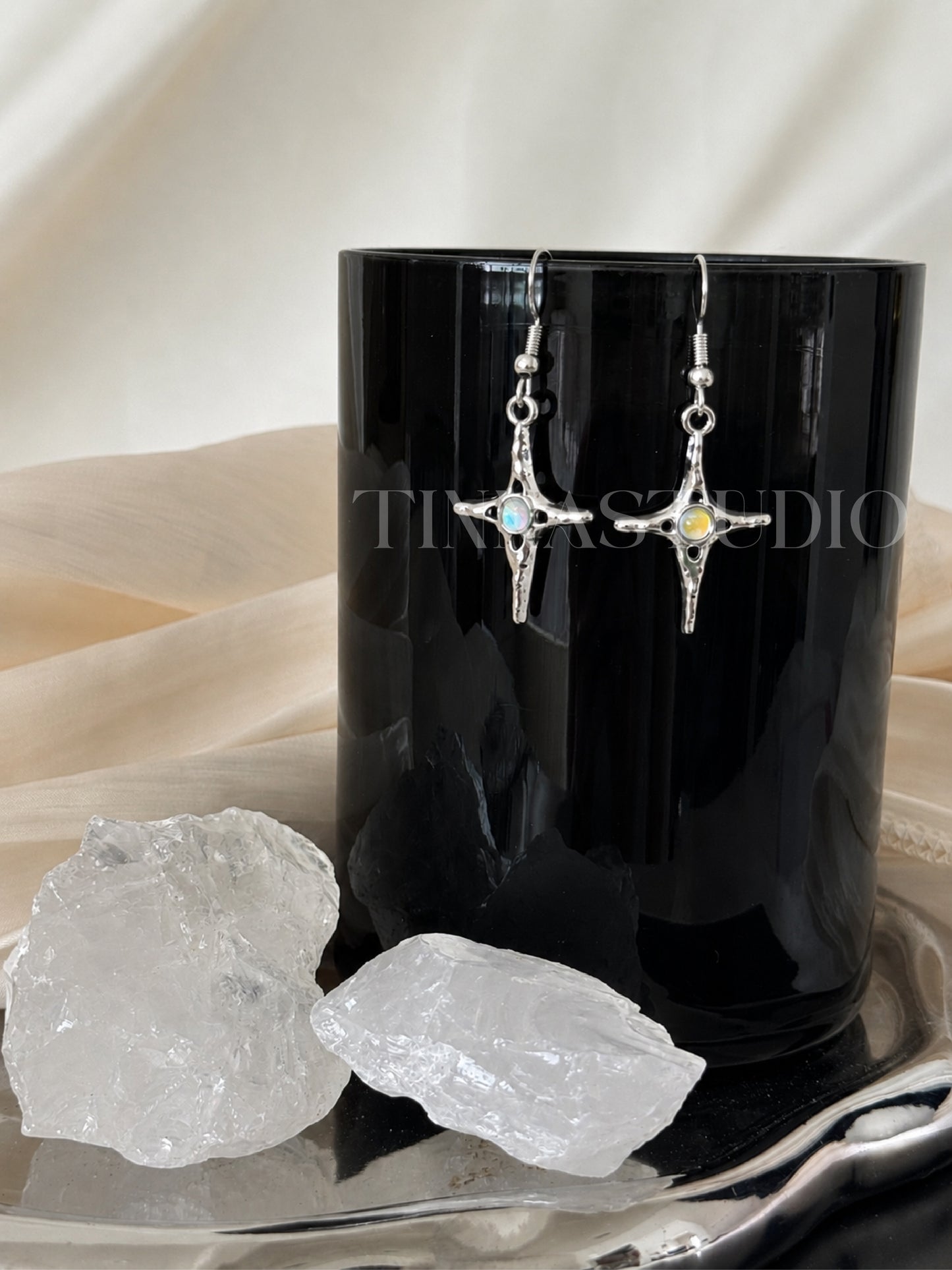 Y2K Celestial Silver Earrings Set