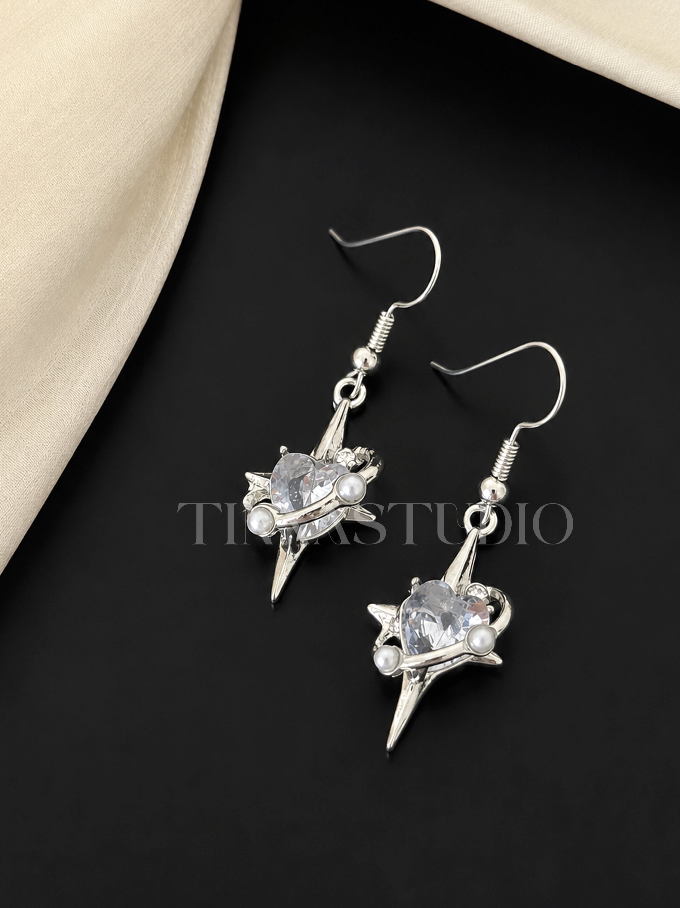 Y2K Celestial Silver Earrings Set