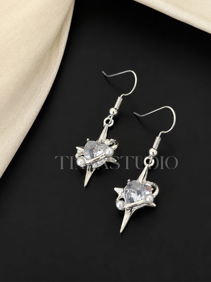 Y2K Celestial Silver Earrings Set