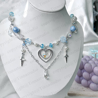 Blue Heart Butterfly Necklace