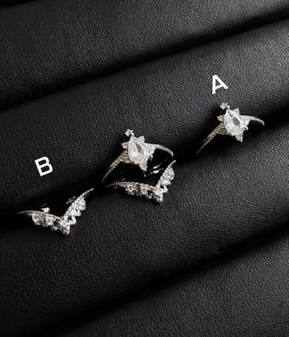 Y2K Celestial Silver Ring Set