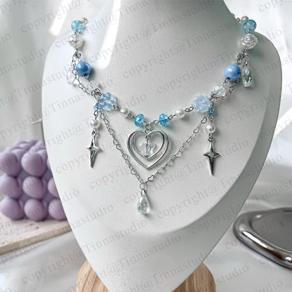 Blue Heart Butterfly Necklace