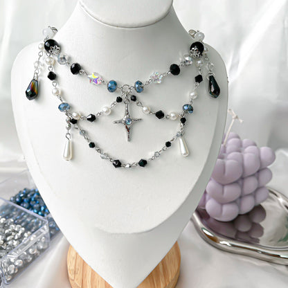 Y2K Black Silver Twinkle Necklace