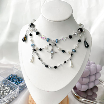 Y2K Black Silver Twinkle Necklace