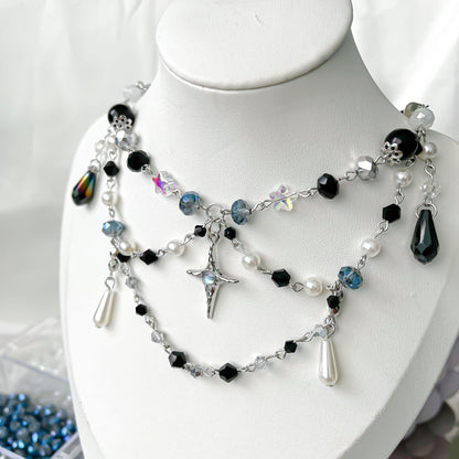 Y2K Black Silver Twinkle Necklace