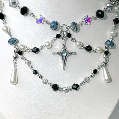 Y2K Black Silver Twinkle Necklace