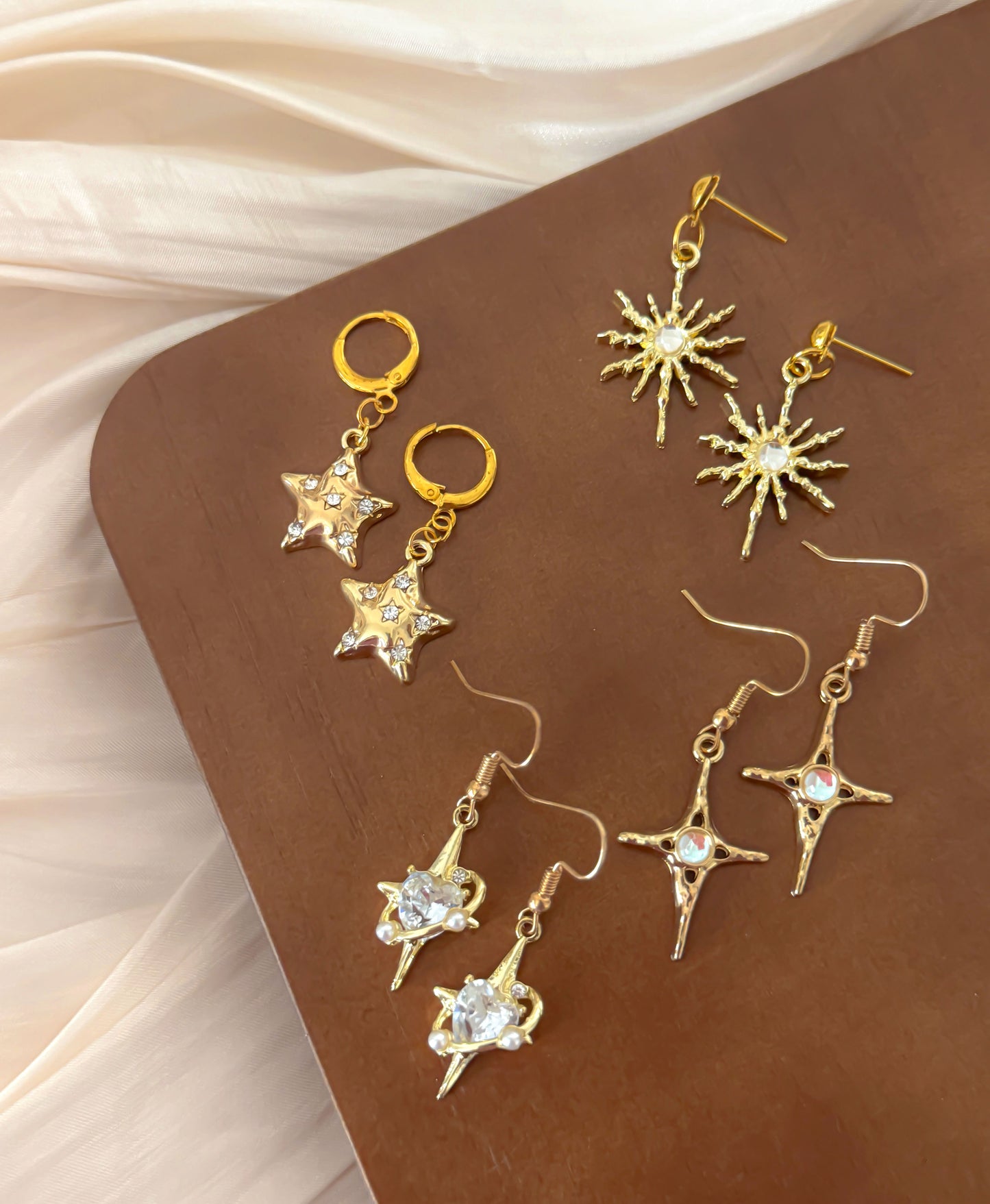 Y2K Celestial Gold Earrings Set