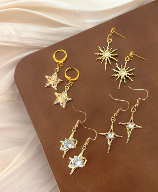 Y2K Celestial Gold Earrings Set
