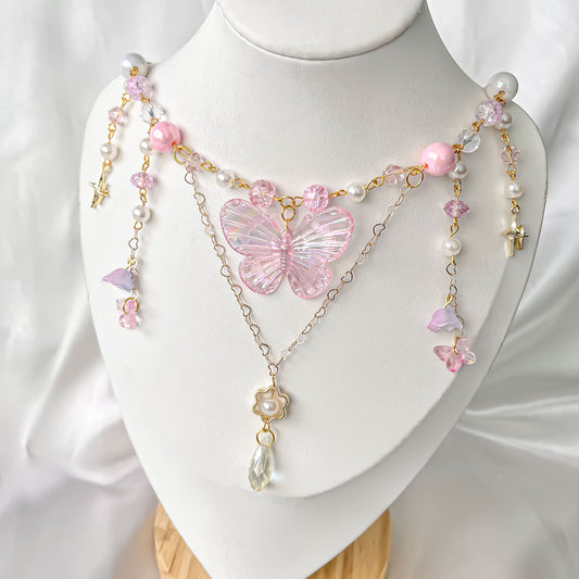 Pink Butterfly Fairycore Necklace