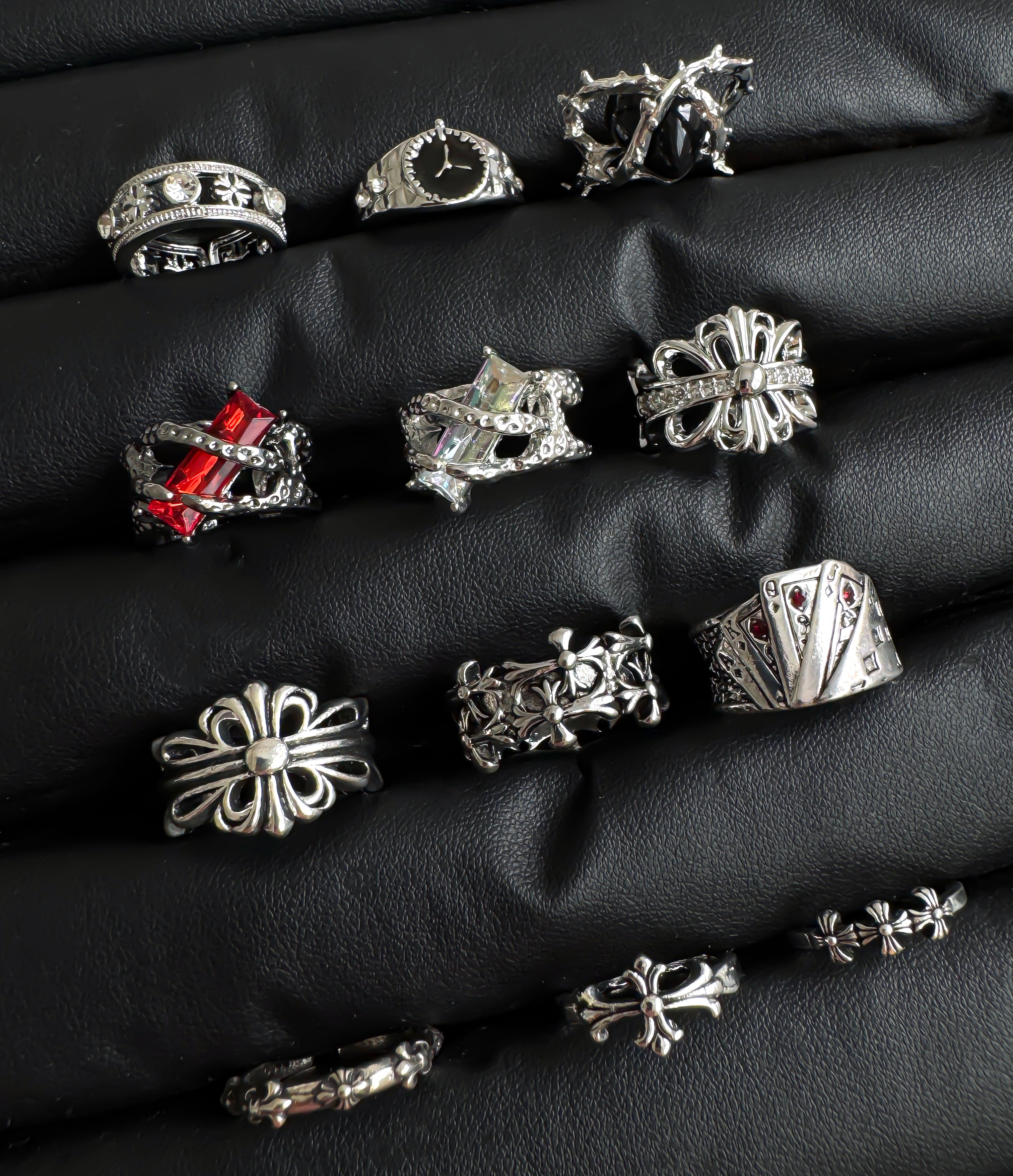 Gothic Y2K Stainless Steel Rings Set