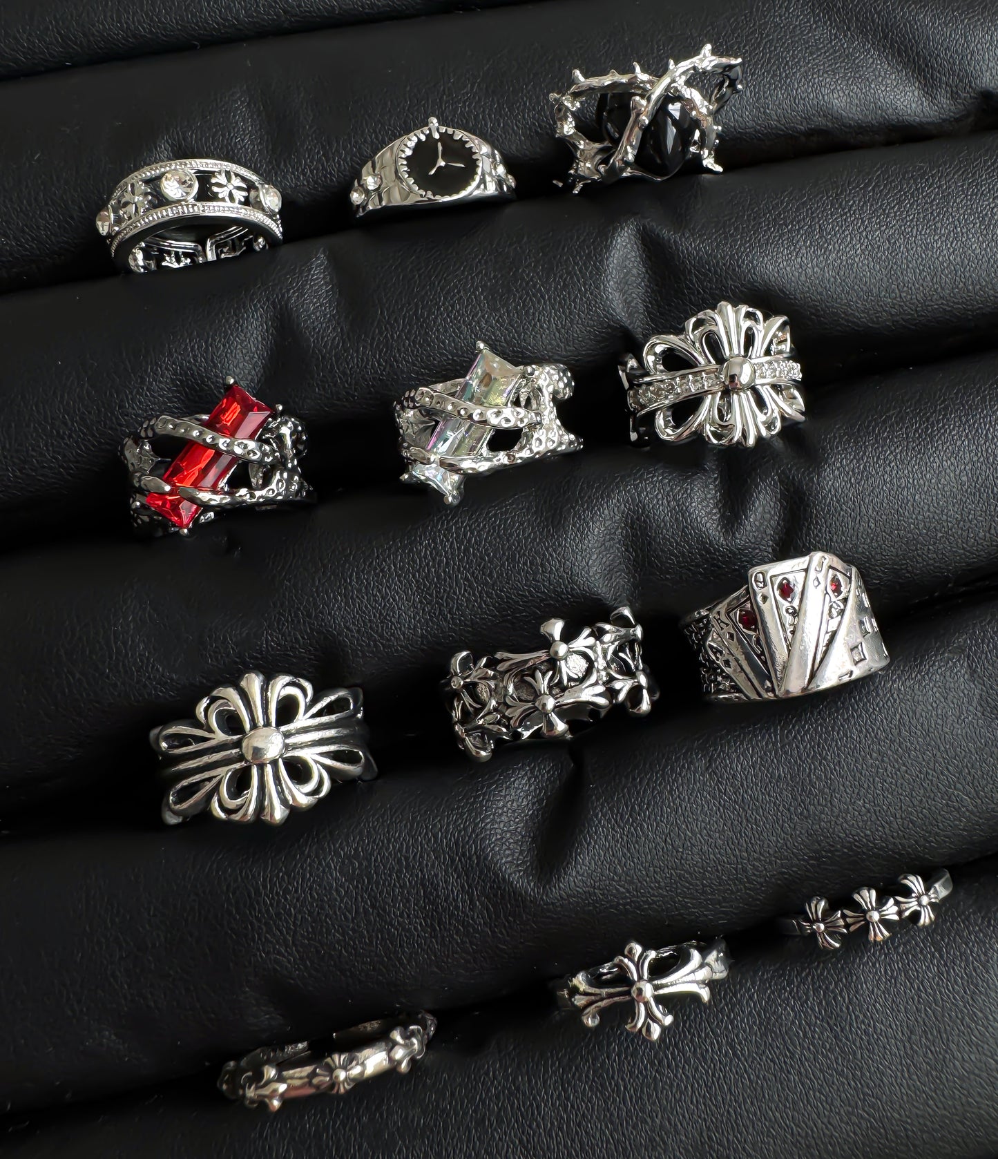 Gothic Y2K Stainless Steel Rings Set