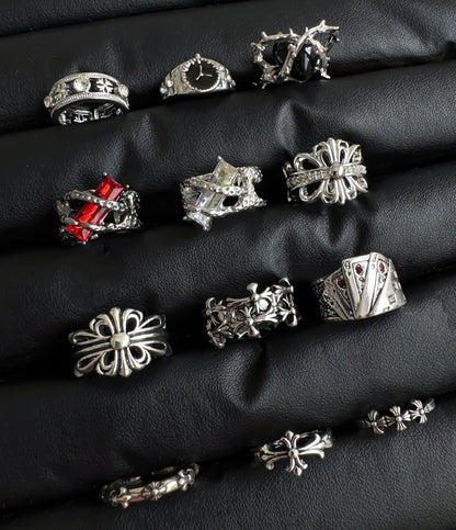 Gothic Y2K Stainless Steel Rings Set