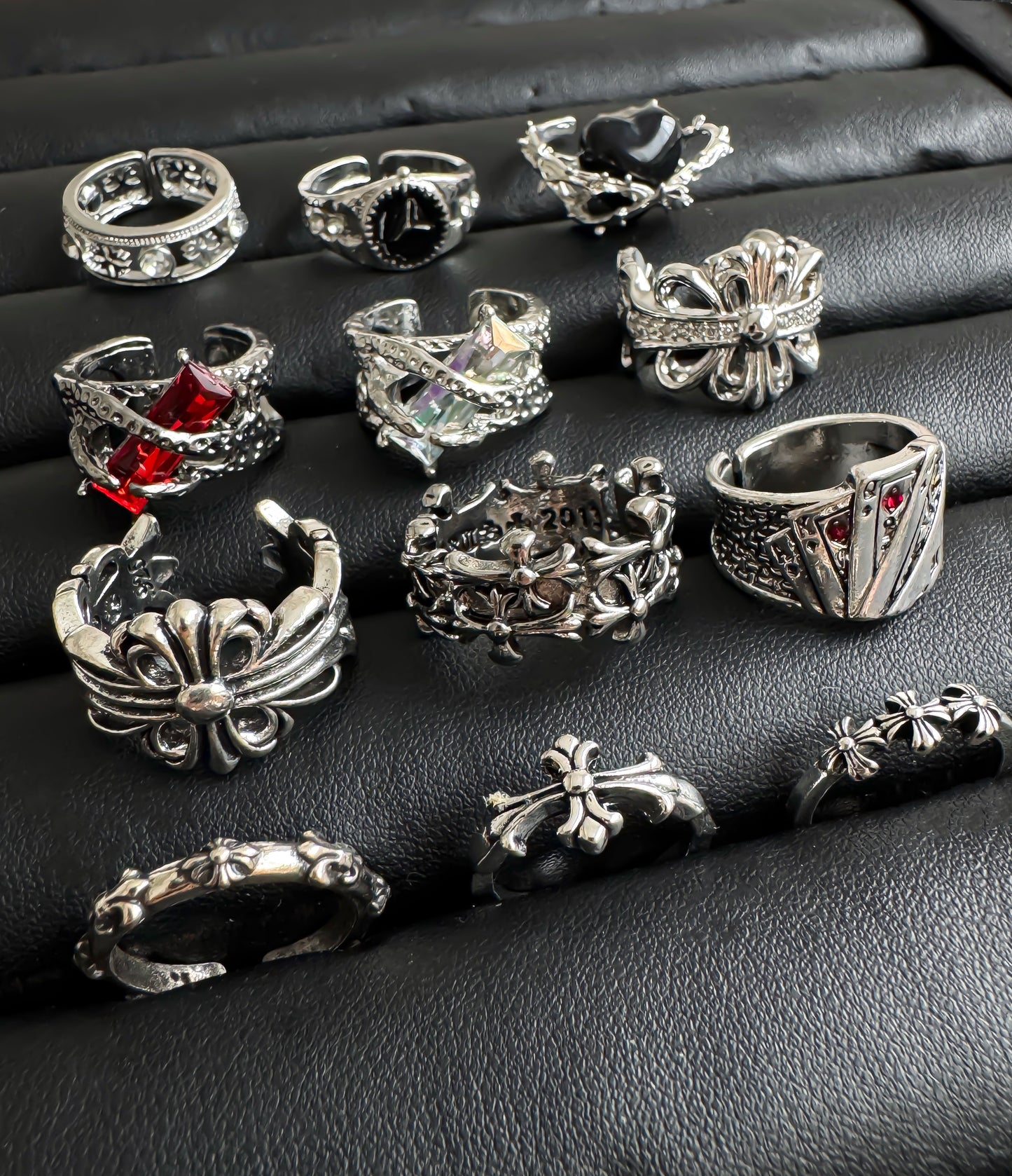 Gothic Y2K Stainless Steel Rings Set