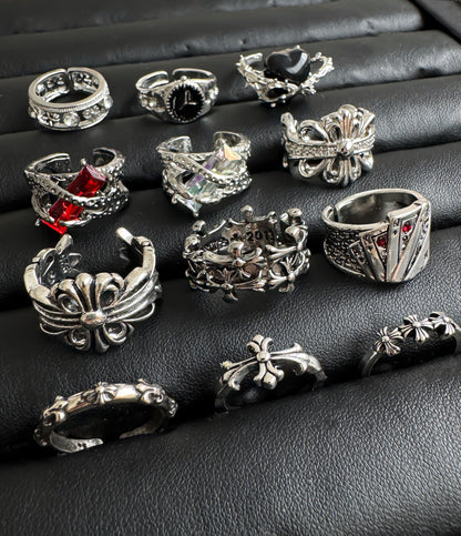 Gothic Y2K Stainless Steel Rings Set