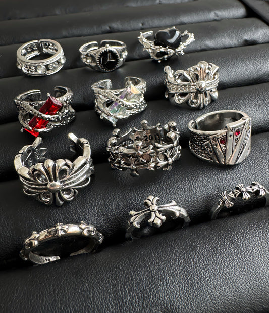 Gothic Y2K Stainless Steel Rings Set