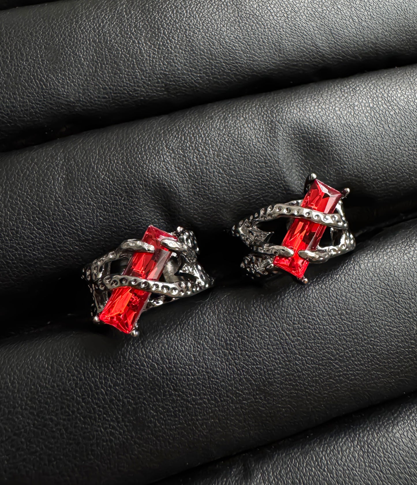 Gothic Red Heart Cross Jewelry Set