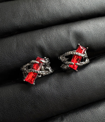 Gothic Red Heart Cross Jewelry Set