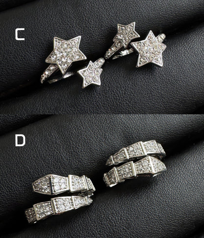 Y2K Celestial Silver Ring Set