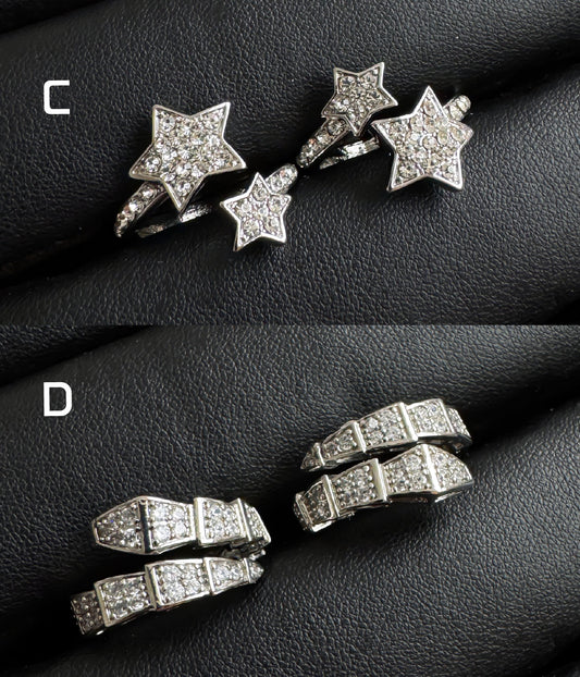 Y2K Celestial Silver Ring Set