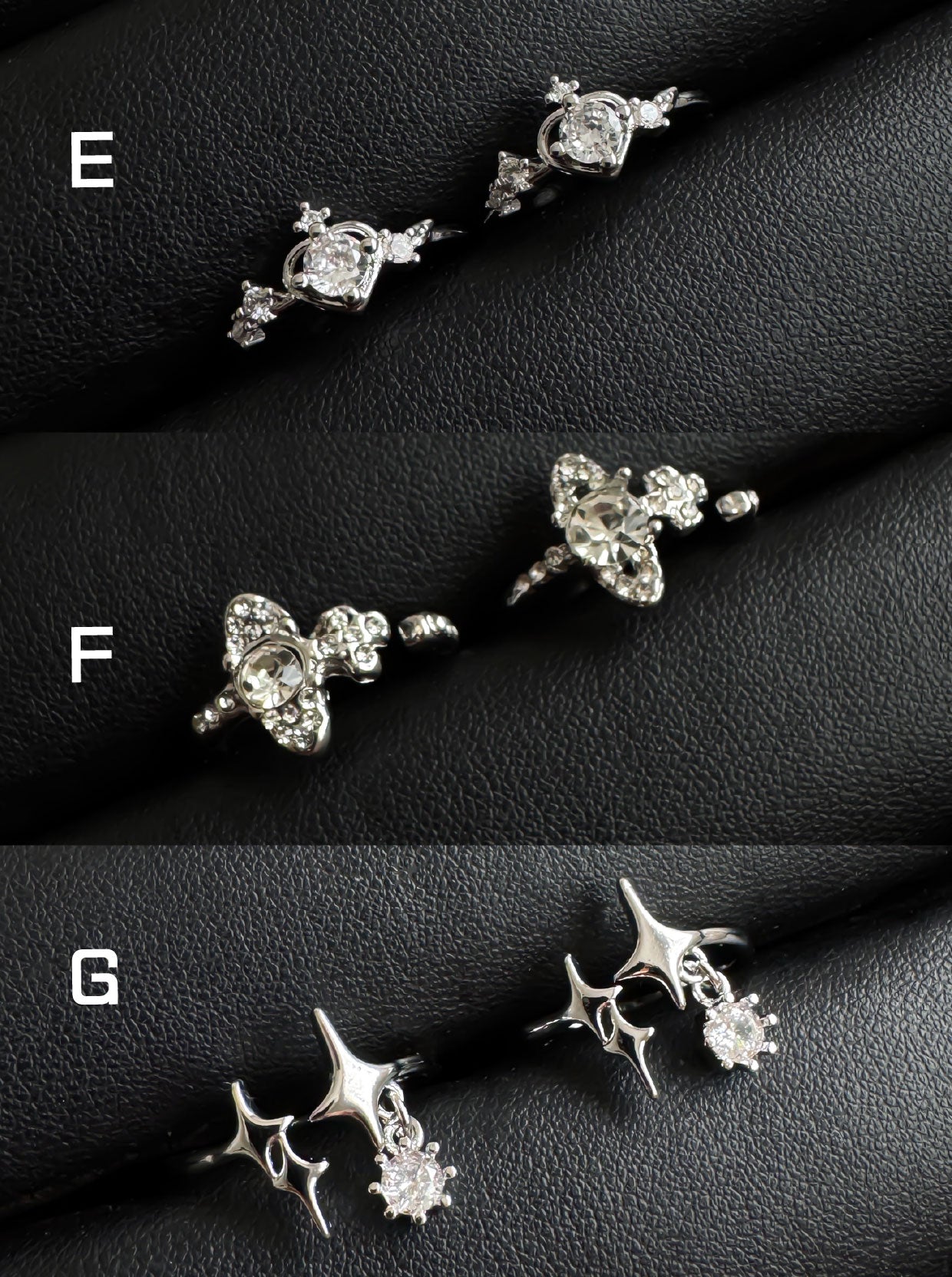Y2K Celestial Silver Ring Set
