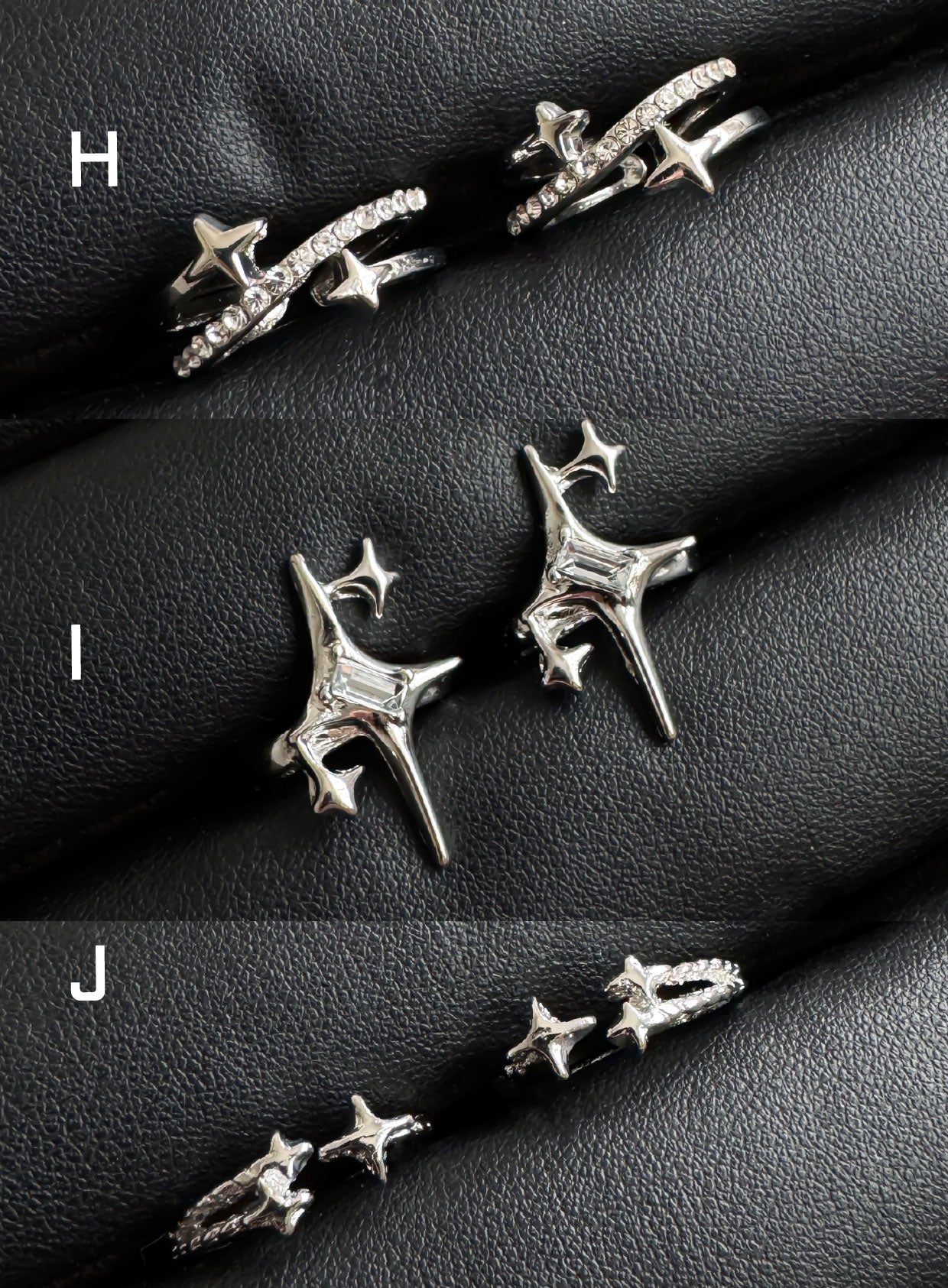 Y2K Celestial Silver Ring Set