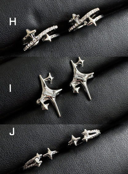 Y2K Celestial Silver Ring Set