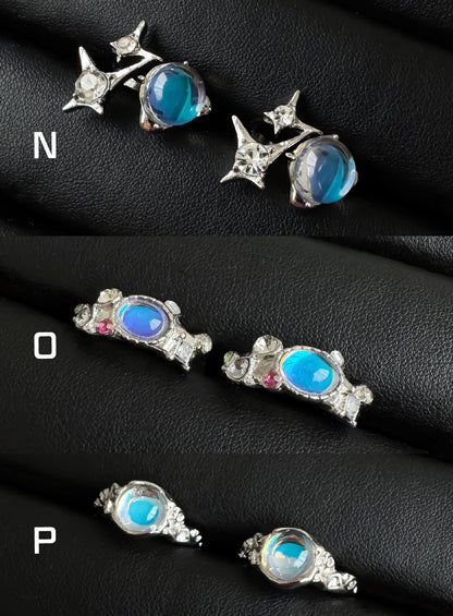 Y2K Celestial Silver Ring Set