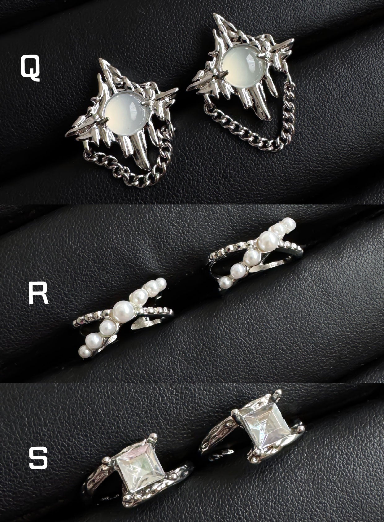 Y2K Celestial Silver Ring Set
