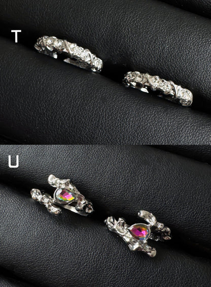 Y2K Celestial Silver Ring Set