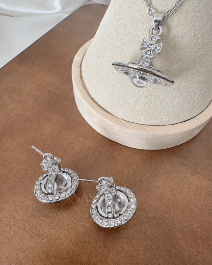 3D Saturn Glass Orb Jewelry Set