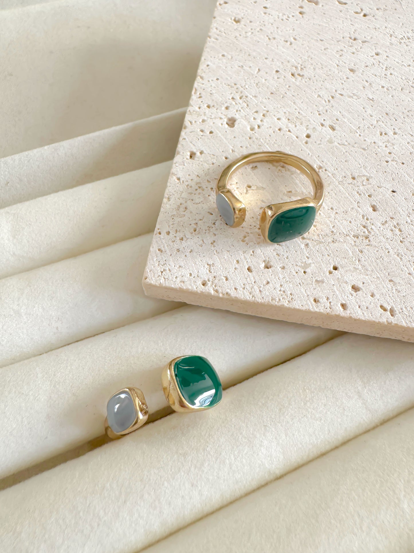 Gold Adjustable Statement Ring Set