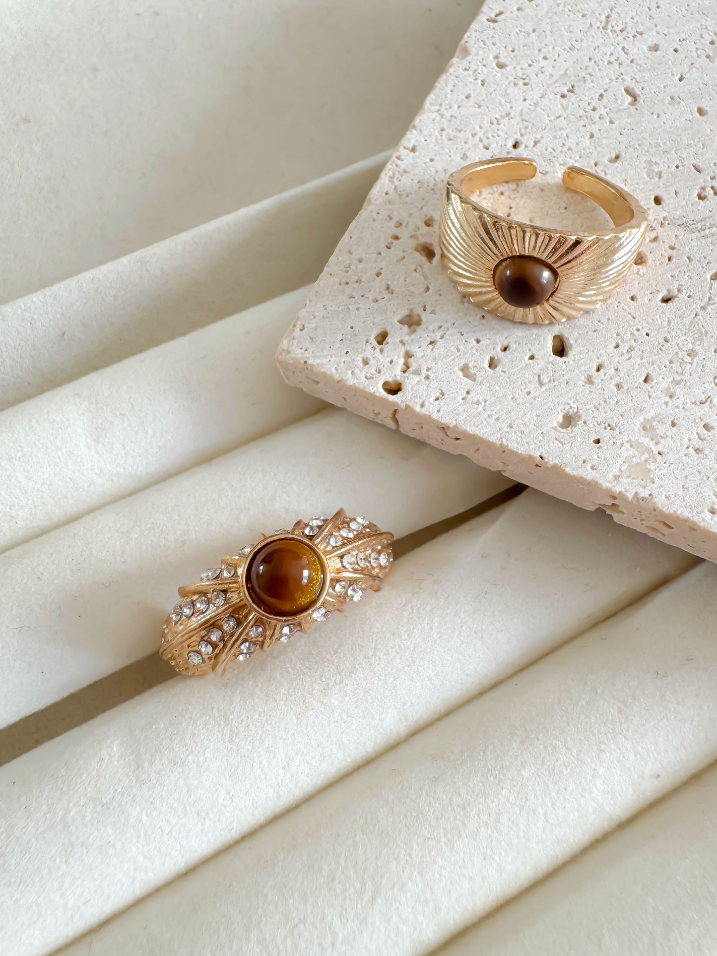 Gold Adjustable Statement Ring Set
