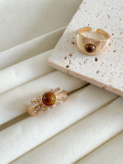 Gold Adjustable Statement Ring Set