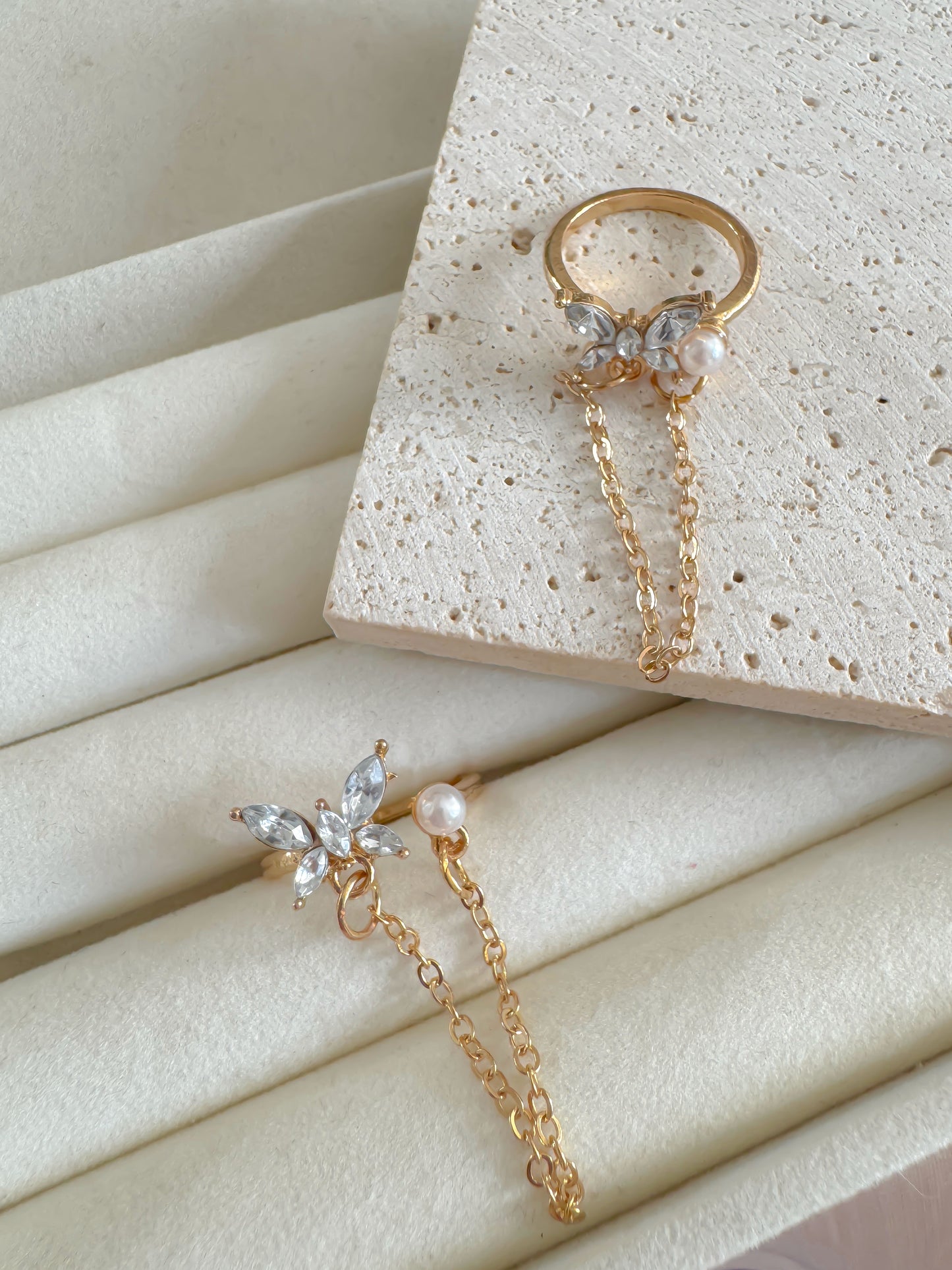 Gold Adjustable Statement Ring Set