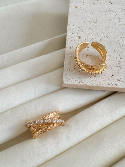 Gold Adjustable Statement Ring Set