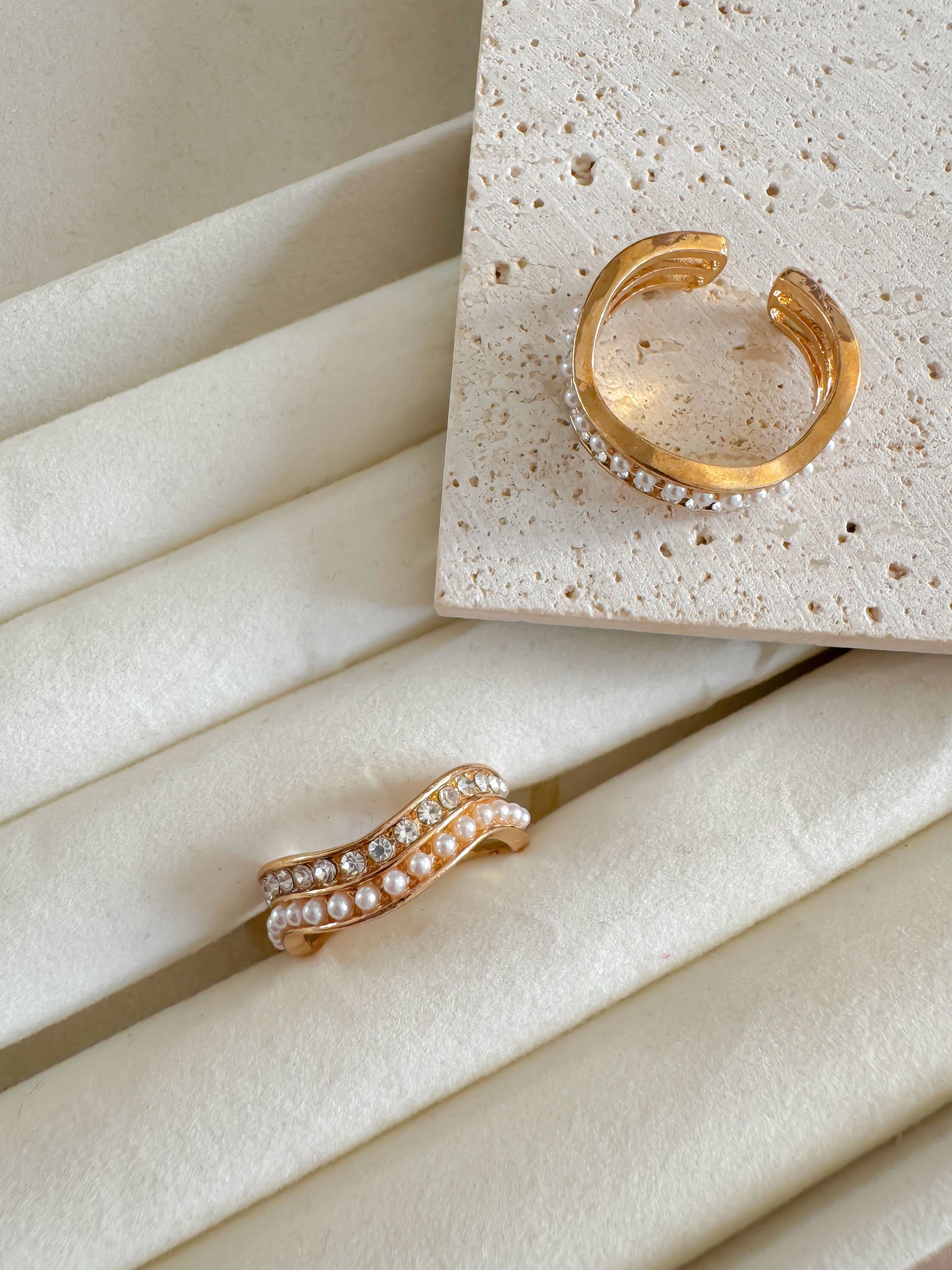 Gold Adjustable Statement Ring Set