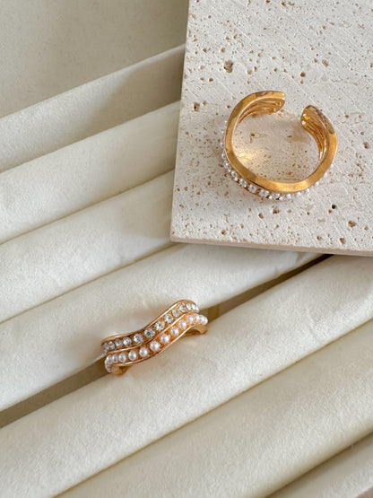 Gold Adjustable Statement Ring Set