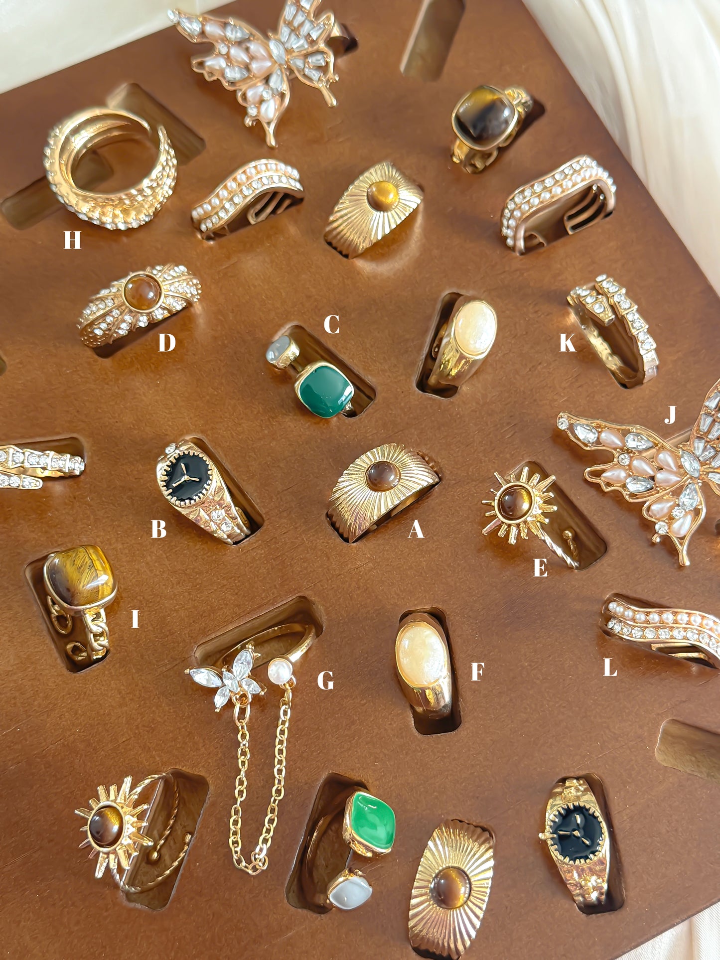 Gold Adjustable Statement Ring Set