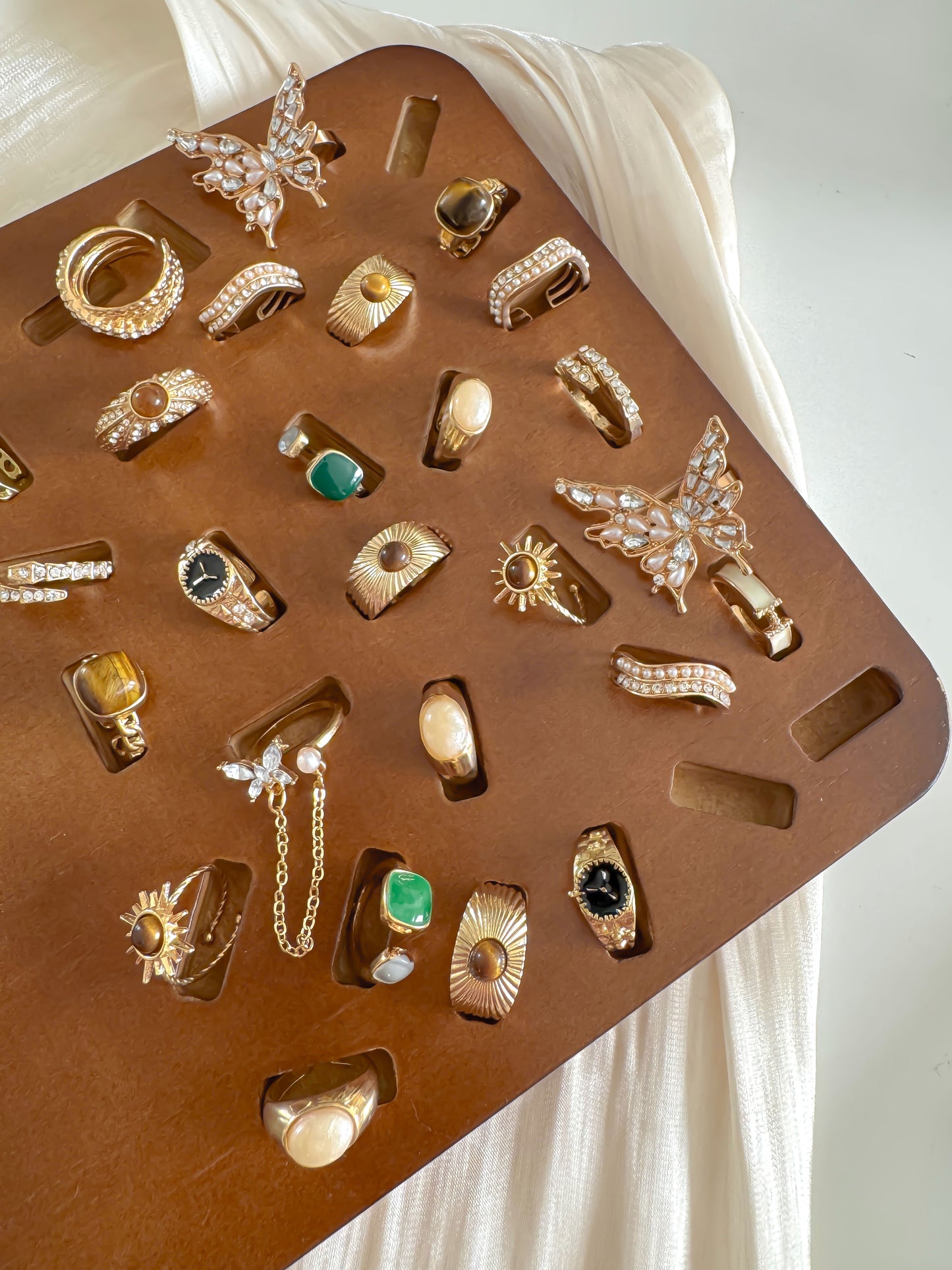 Gold Adjustable Statement Ring Set
