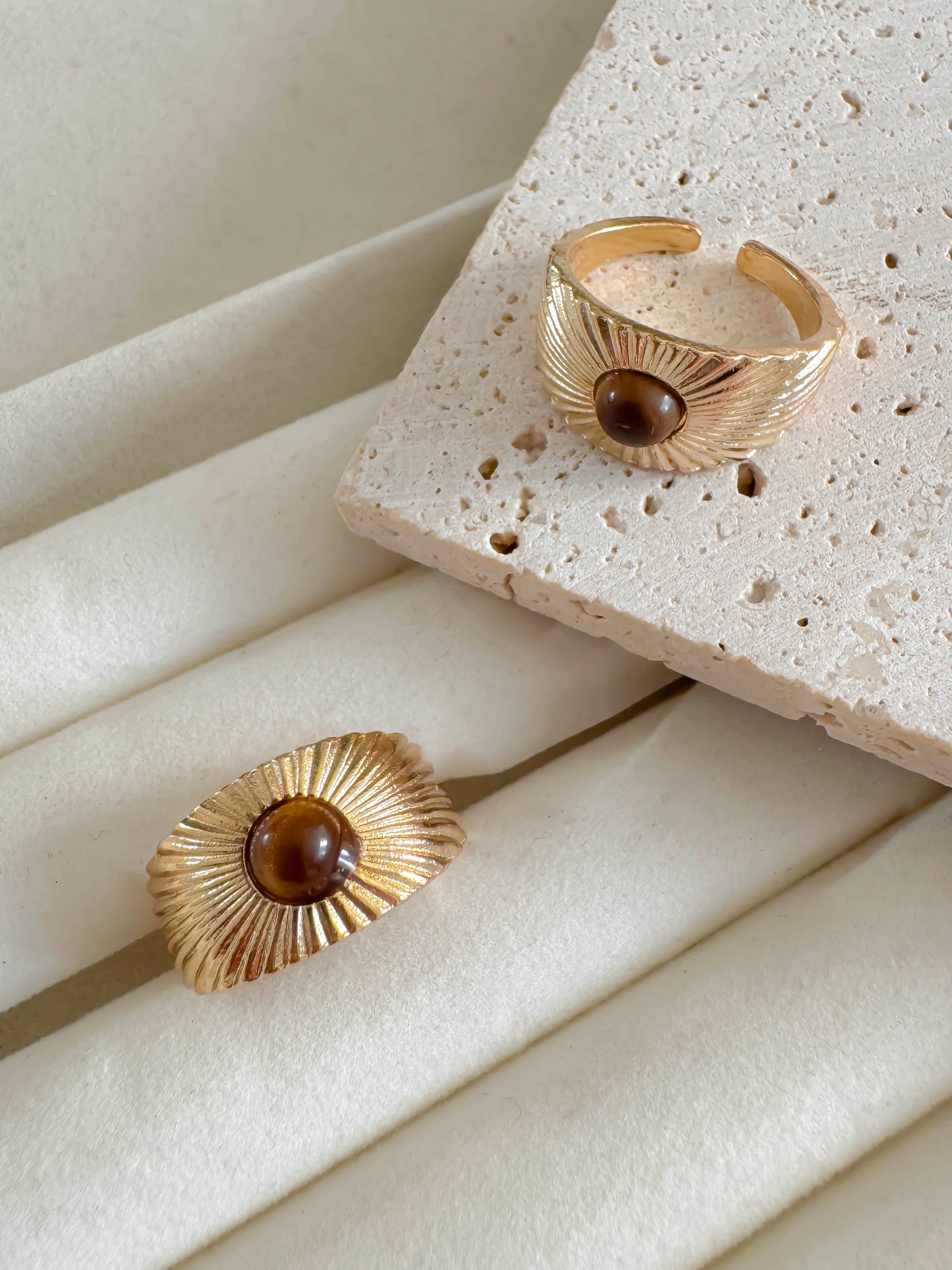 Gold Adjustable Statement Ring Set