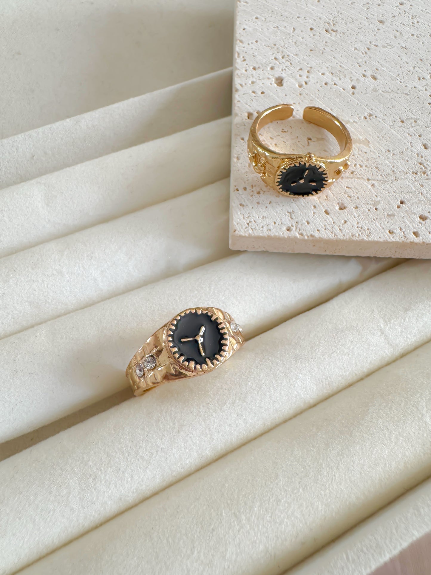 Gold Adjustable Statement Ring Set